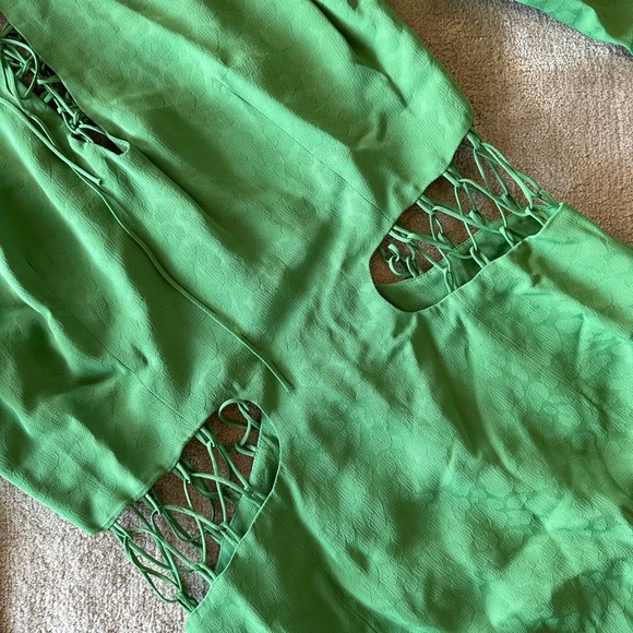 Brand New Never Worn! Lace Up Dress in Green - Picture 2 of 8